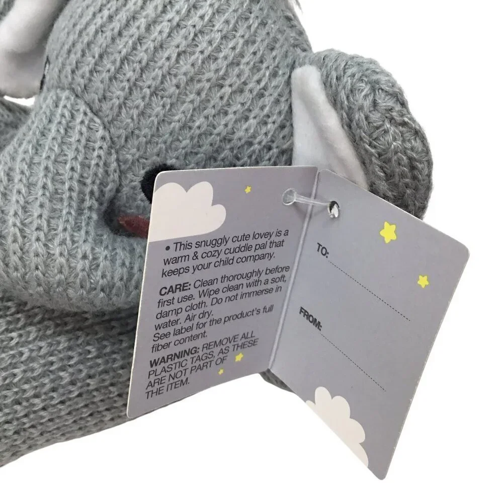 Moon and Stars Elephant NWT Lovey Security Blanket Gray Knit Plush